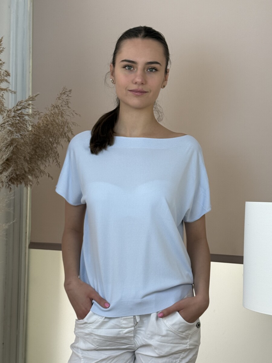 Rövid ujjú vékony felső - világoskék - Kép 6