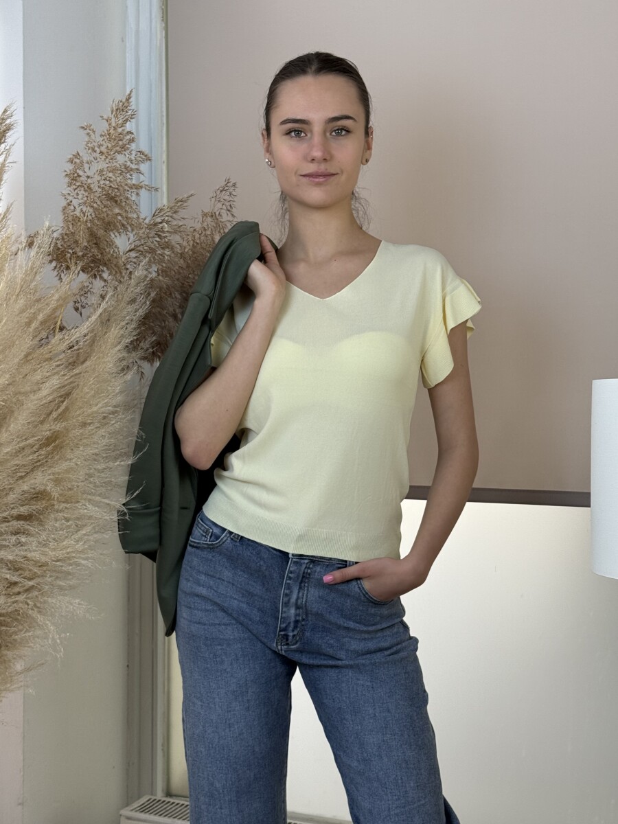 Fodros rövid ujjú felső - sárga - Kép 13