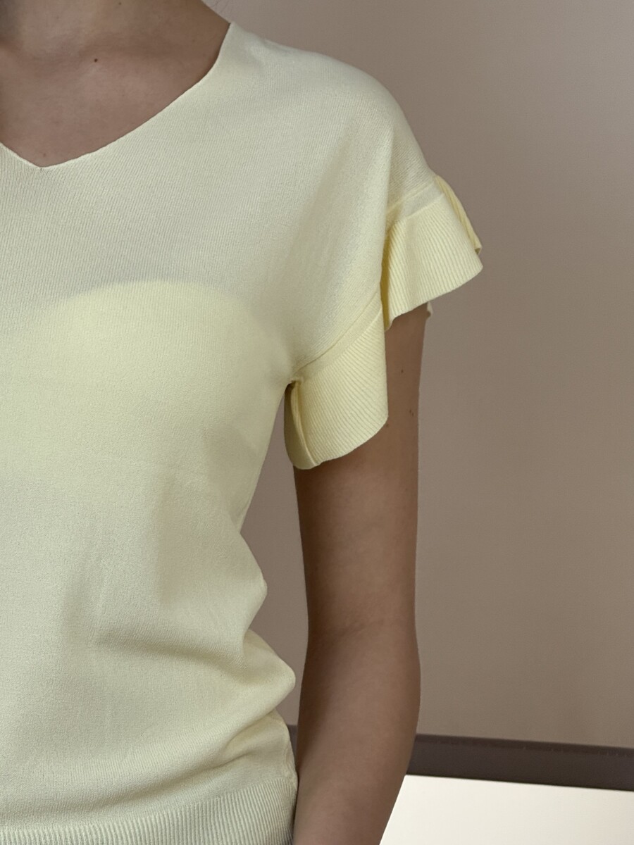 Fodros rövid ujjú felső - sárga - Kép 6