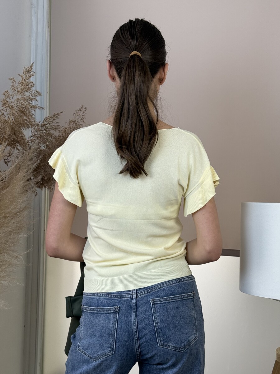 Fodros rövid ujjú felső - sárga - Kép 14