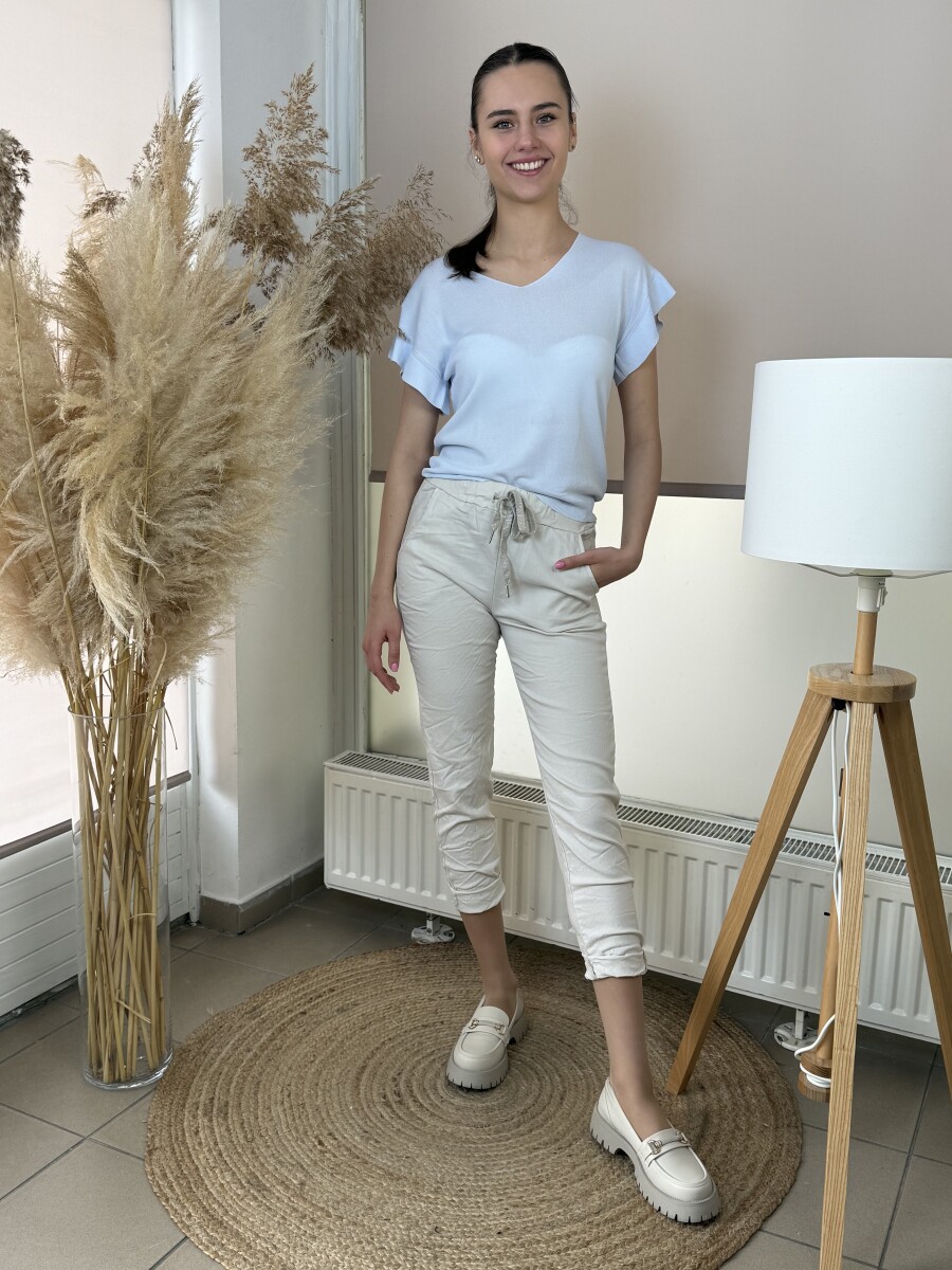 Fodros rövid ujjú felső - világoskék - Kép 11