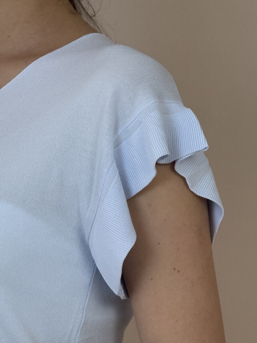 Fodros rövid ujjú felső - világoskék - Kép 4