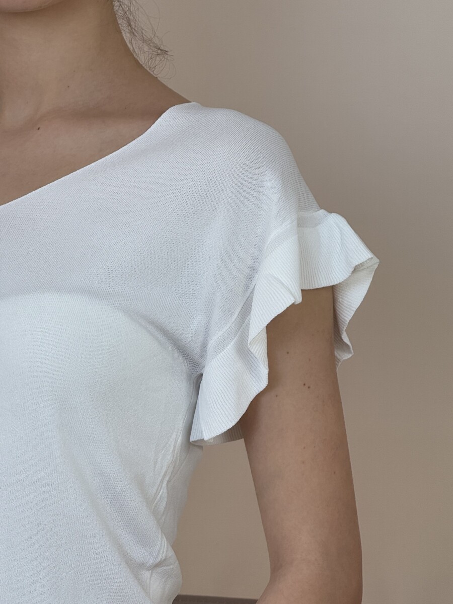 Fodros rövid ujjú felső - fehér - Kép 10