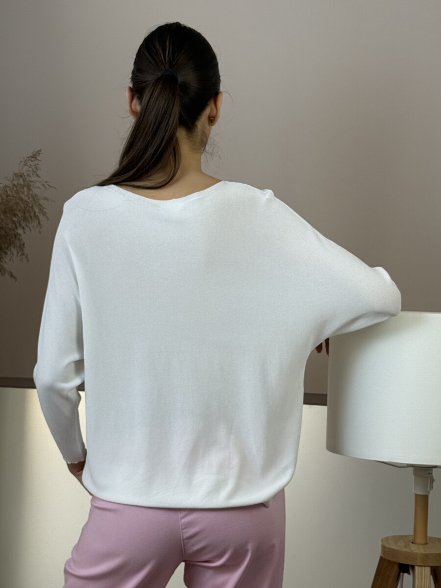 Vékony kötött pulóver - fehér - Kép 16