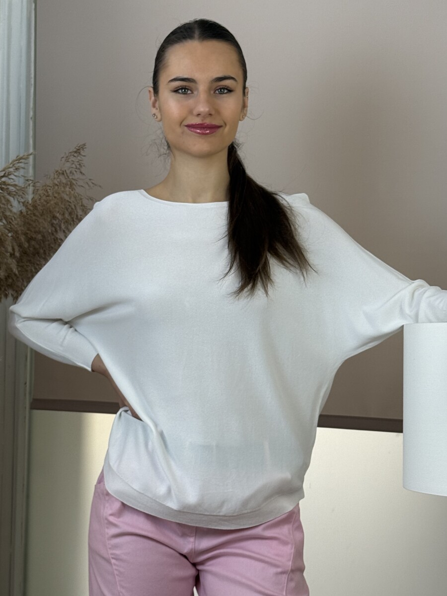 Vékony kötött pulóver - fehér - Kép 7