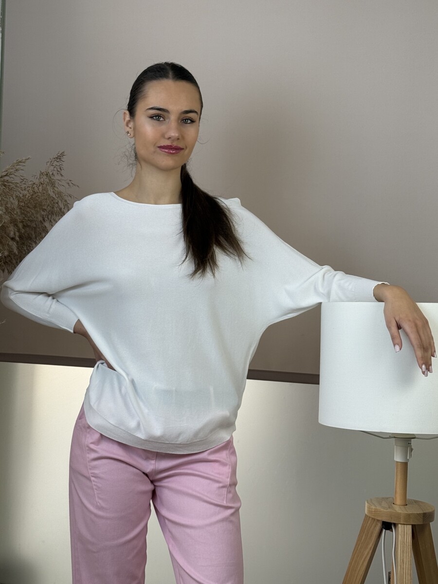 Vékony kötött pulóver - fehér - Kép 10