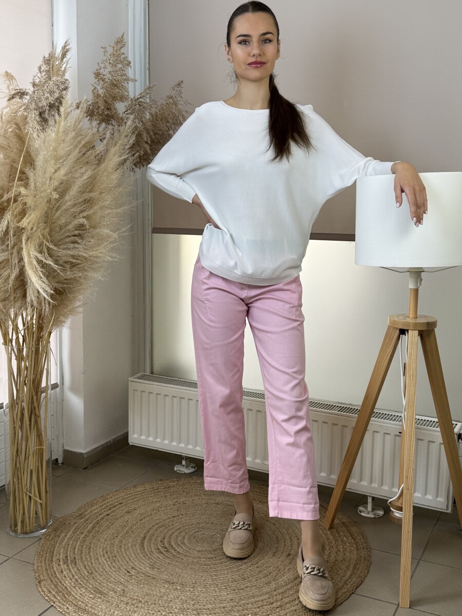 Vékony kötött pulóver - fehér - Kép 4