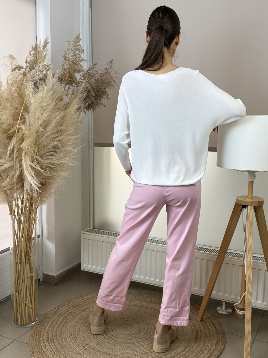 Vékony kötött pulóver - fehér - Kép 13