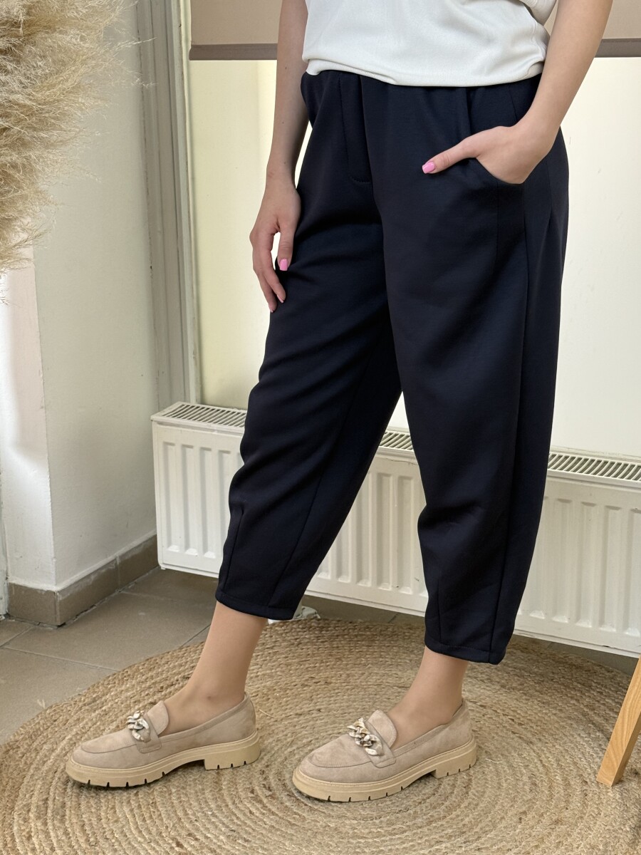 Zsebes lezser nadrág - sötétkék - Kép 5