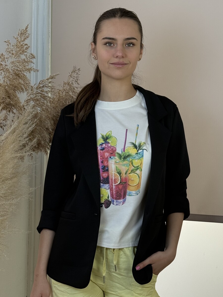 Gombos lezser blézer - fekete - Kép 2