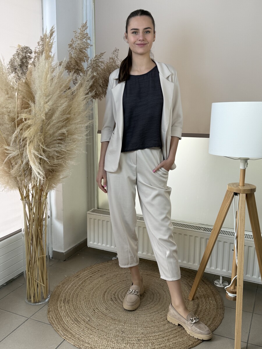 Gombos lezser blézer - bézs - Kép 7