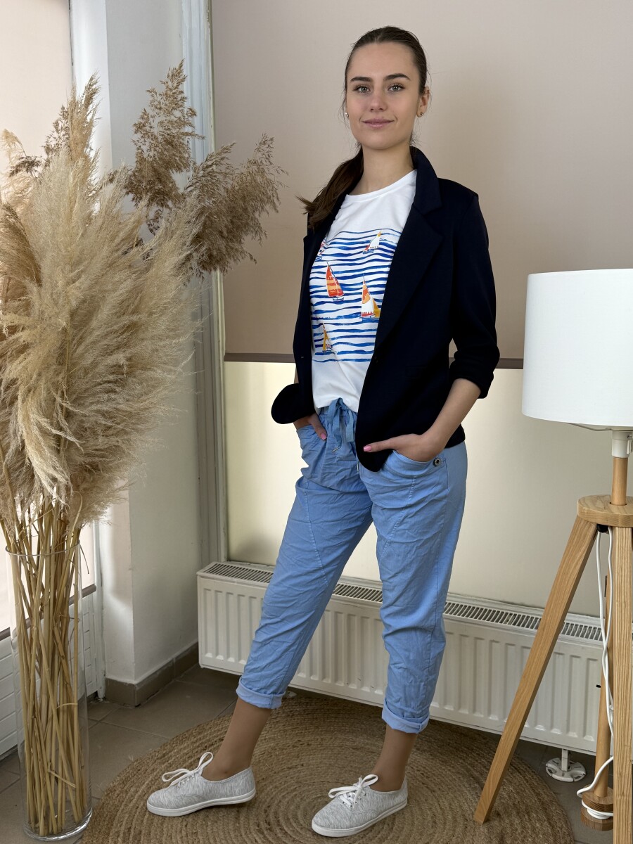 Gombos lezser blézer - sötétkék - Kép 4