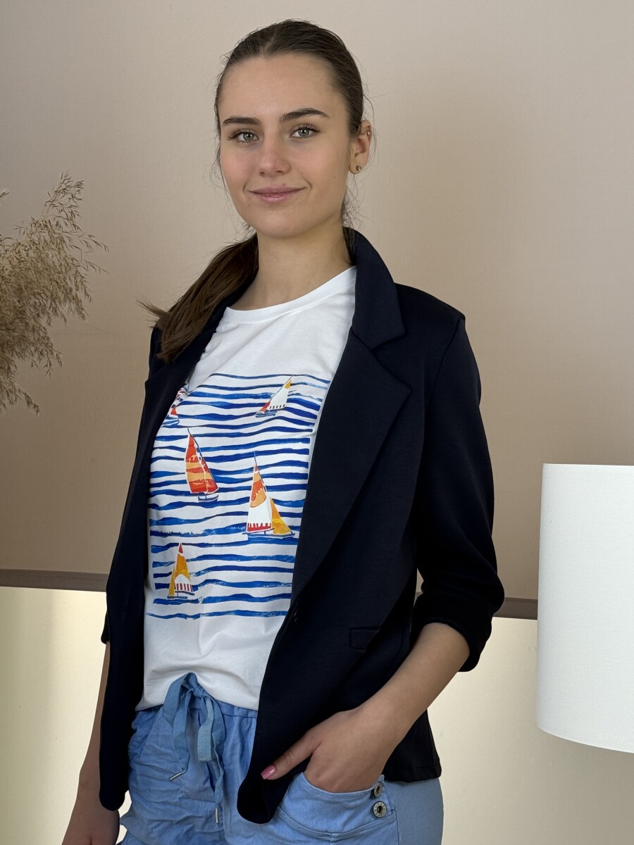 Gombos lezser blézer - sötétkék - Kép 5