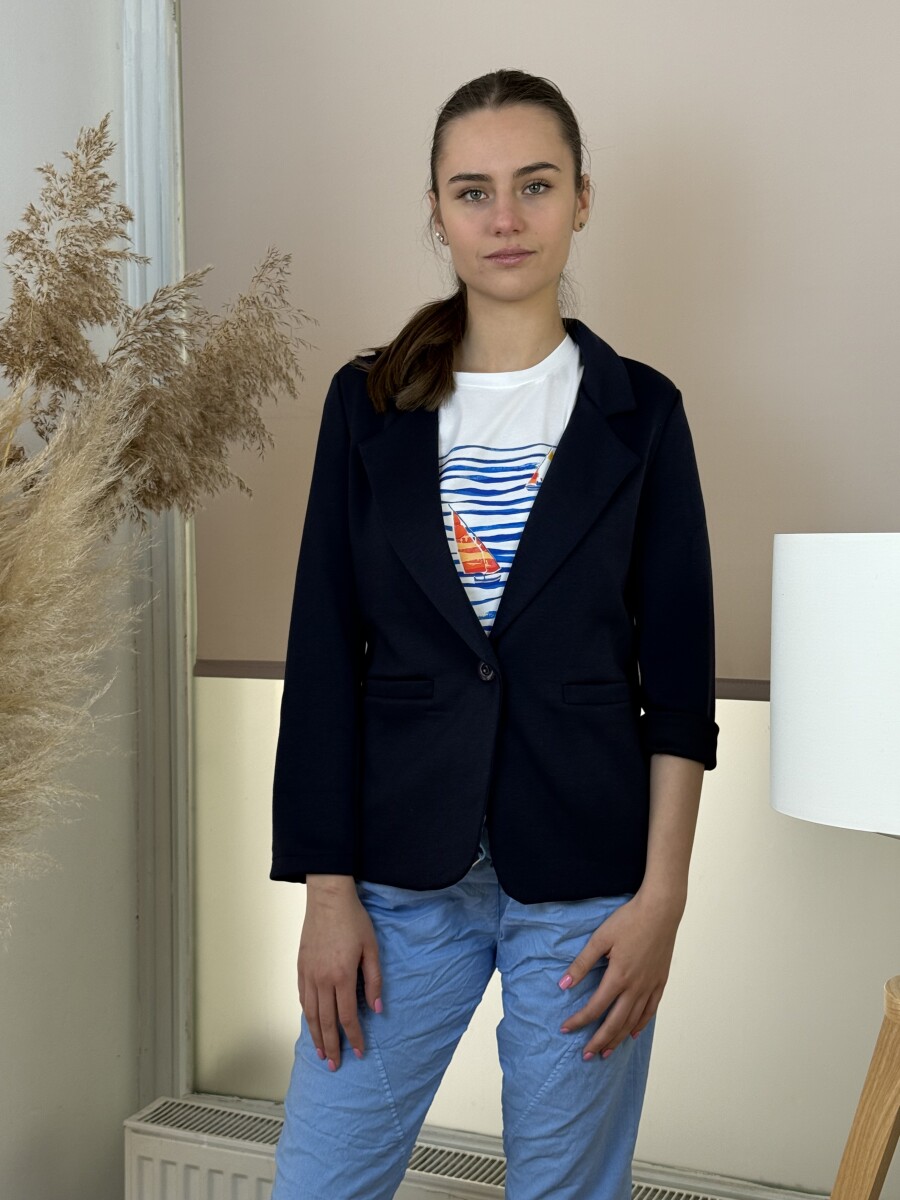 Gombos lezser blézer - sötétkék - Kép 3