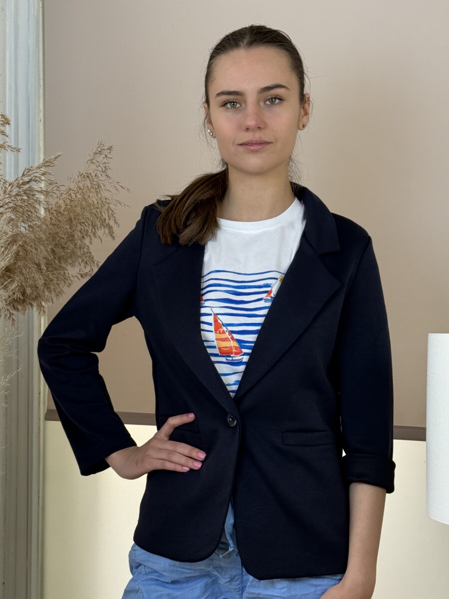 Gombos lezser blézer - sötétkék - Kép 2