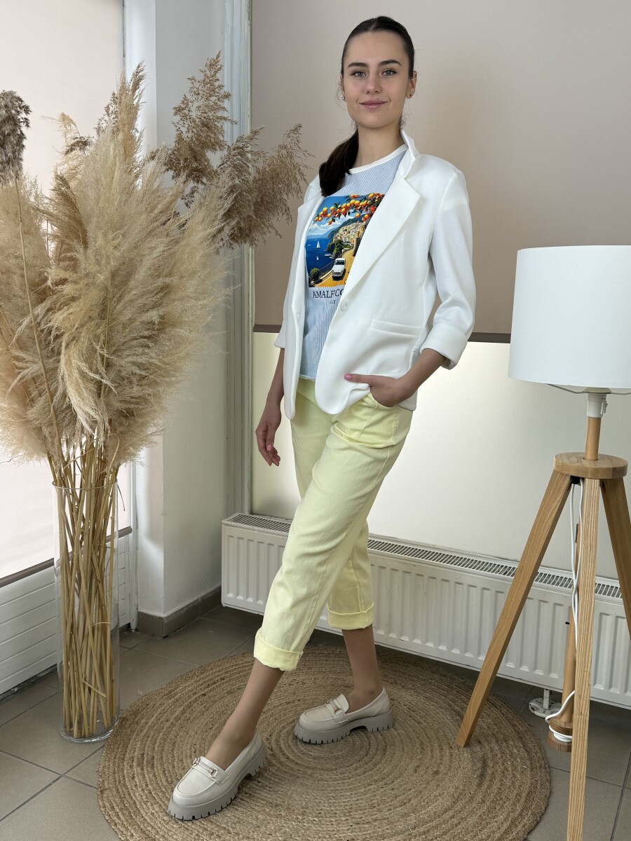 Gombos lezser blézer - fehér - Kép 3