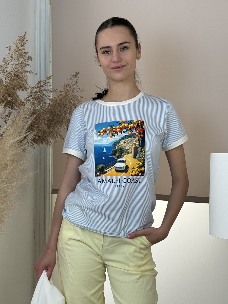 Csíkos póló - fehér-amalfi kép - Kép 12