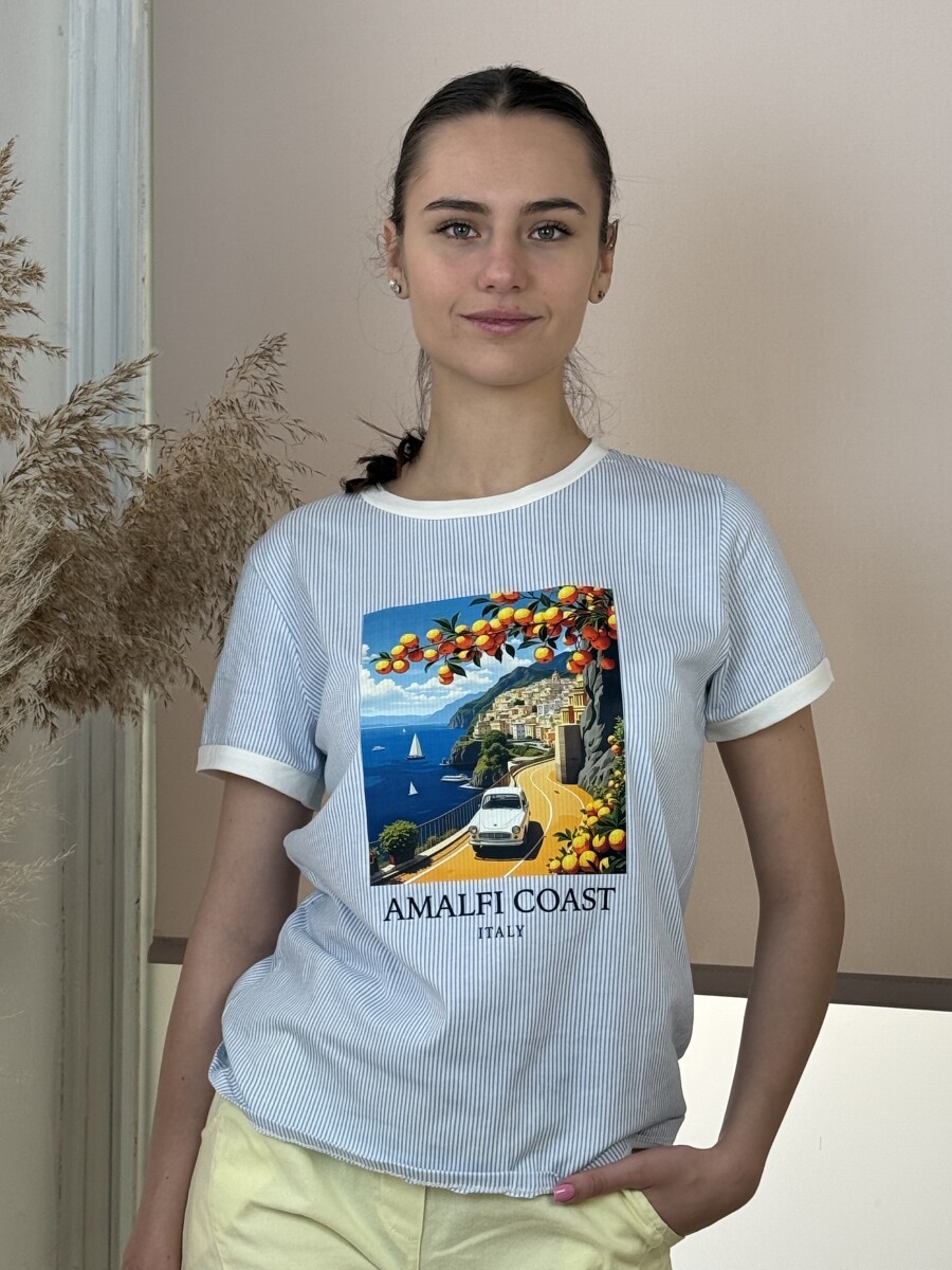 Csíkos póló - fehér-amalfi kép - Kép 13