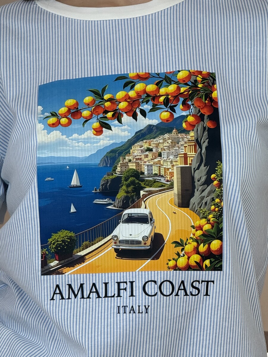 Csíkos póló - fehér-amalfi kép - Kép 14