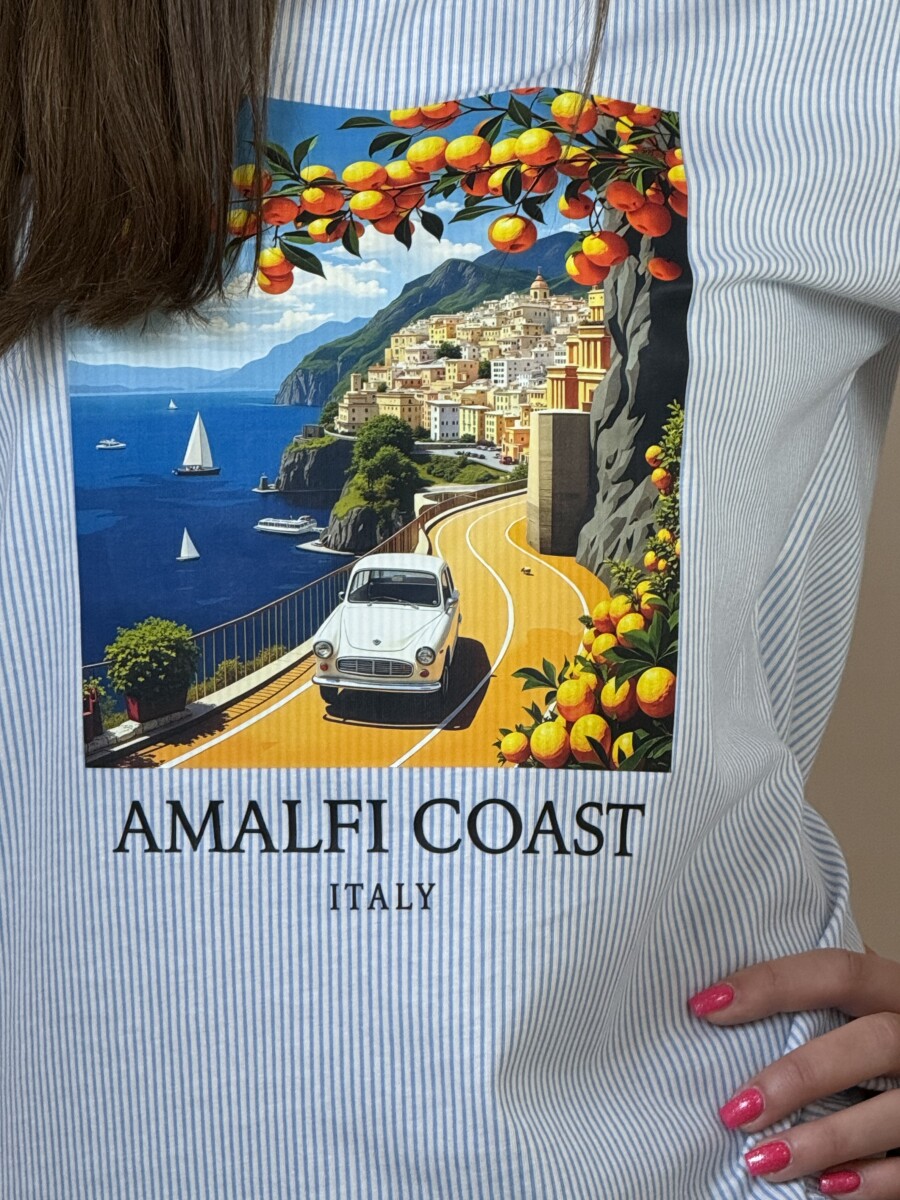 Csíkos póló - fehér-amalfi kép - Kép 9
