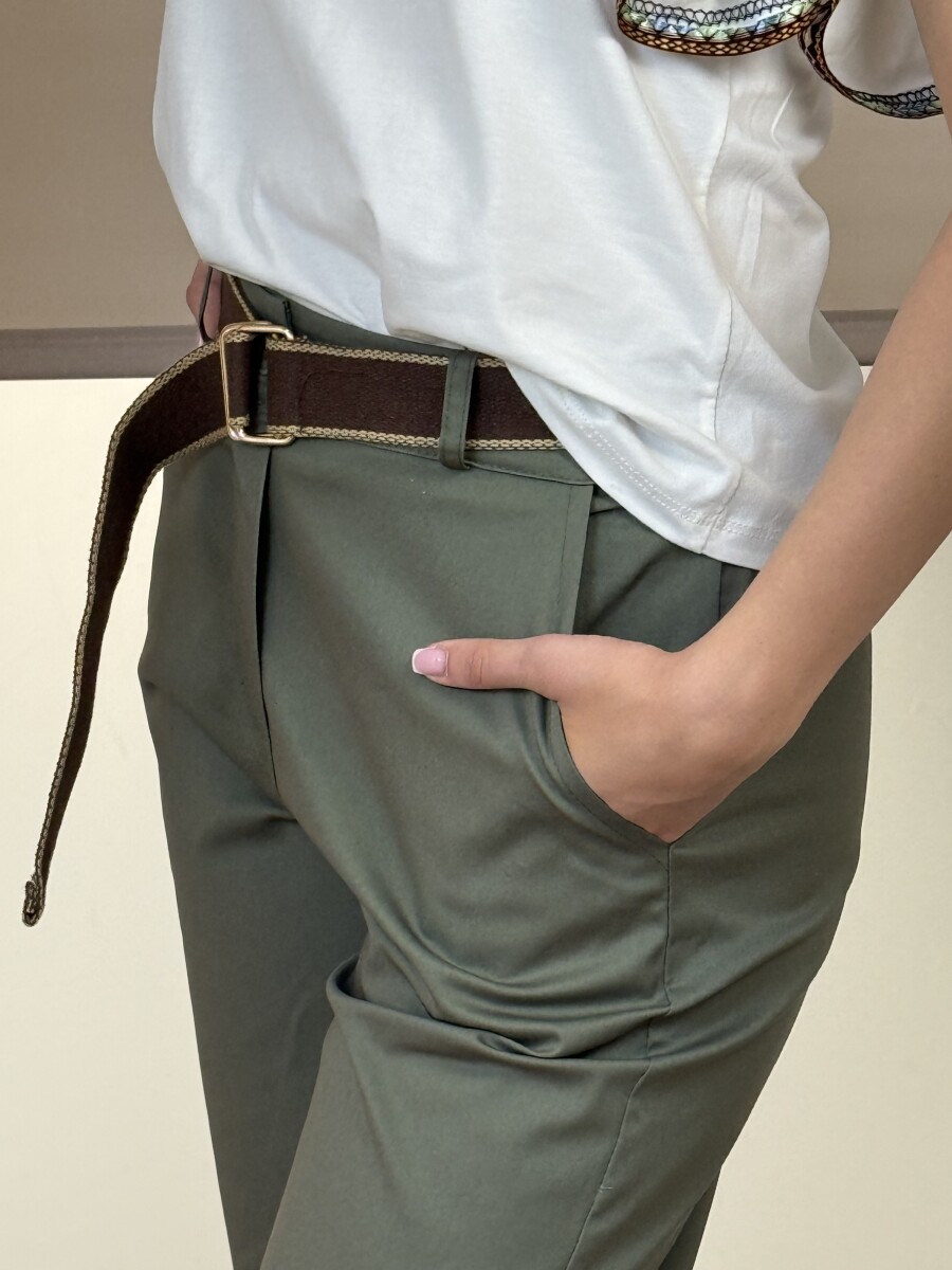 Pamutvászon baggy nadrág - khaki - Kép 6