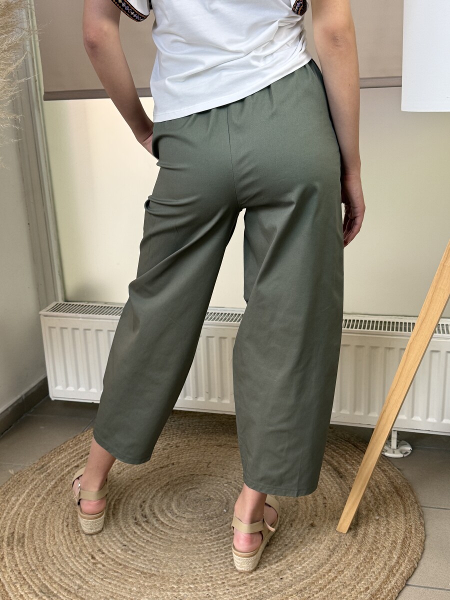 Pamutvászon baggy nadrág - khaki - Kép 12