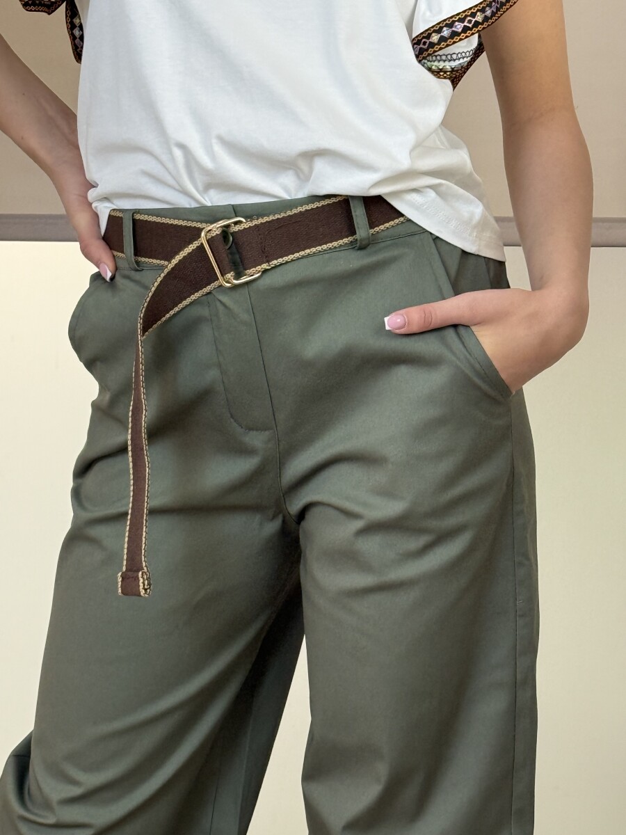 Pamutvászon baggy nadrág - khaki - Kép 5
