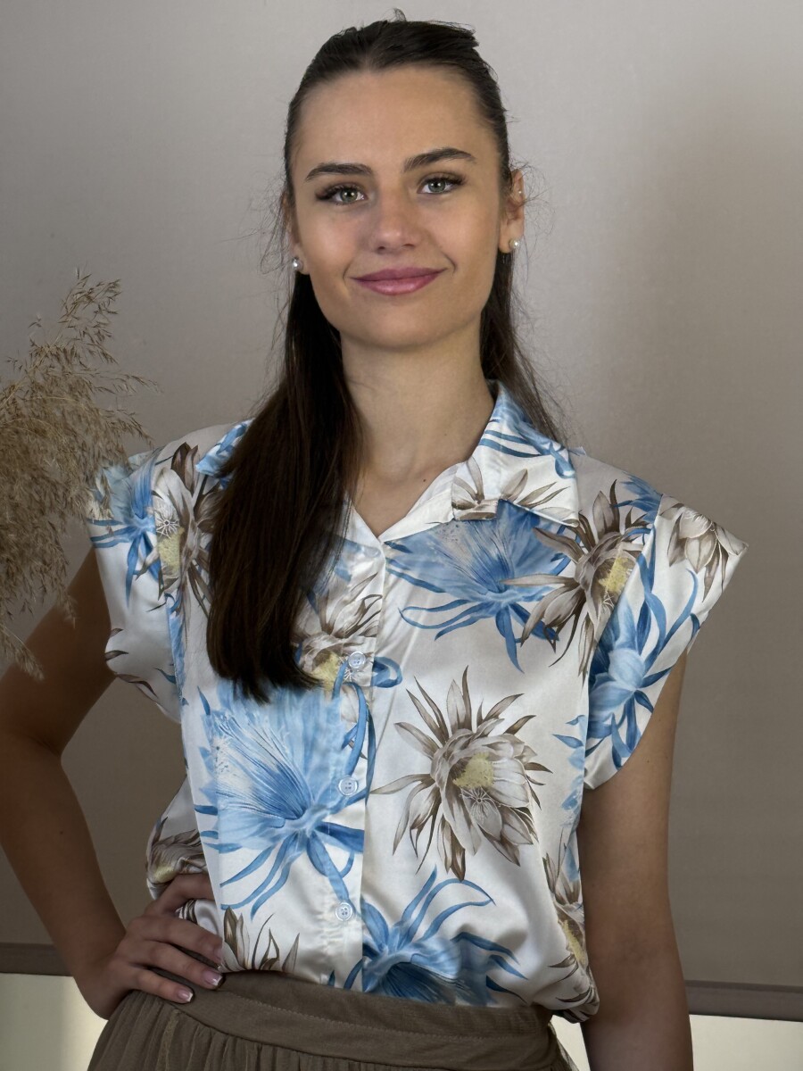 Szatén hatású mintás blúz