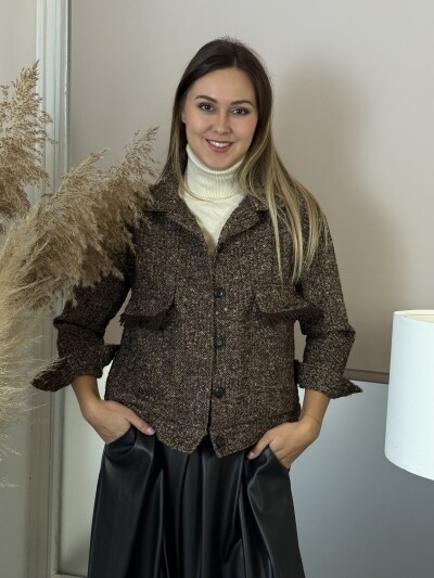 Buklé kabátka - barna - Kép 12