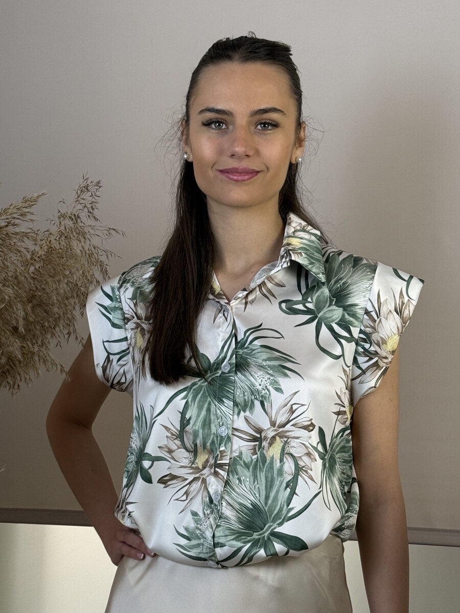 Szatén hatású mintás blúz
