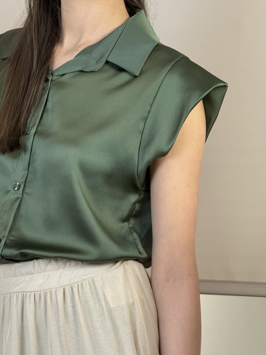 Szatén hatású blúz - khaki - Kép 17