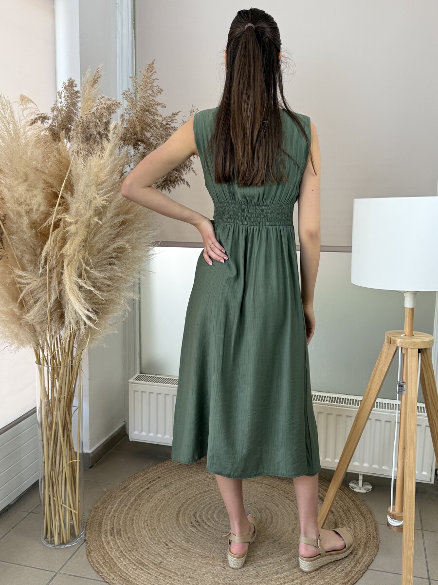 Átkötős ujjatlan ruha - khaki - Kép 11