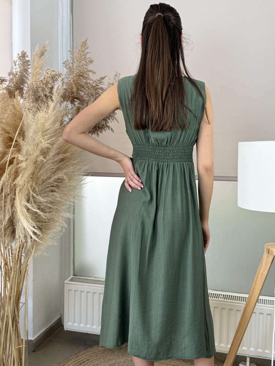 Átkötős ujjatlan ruha - khaki - Kép 14