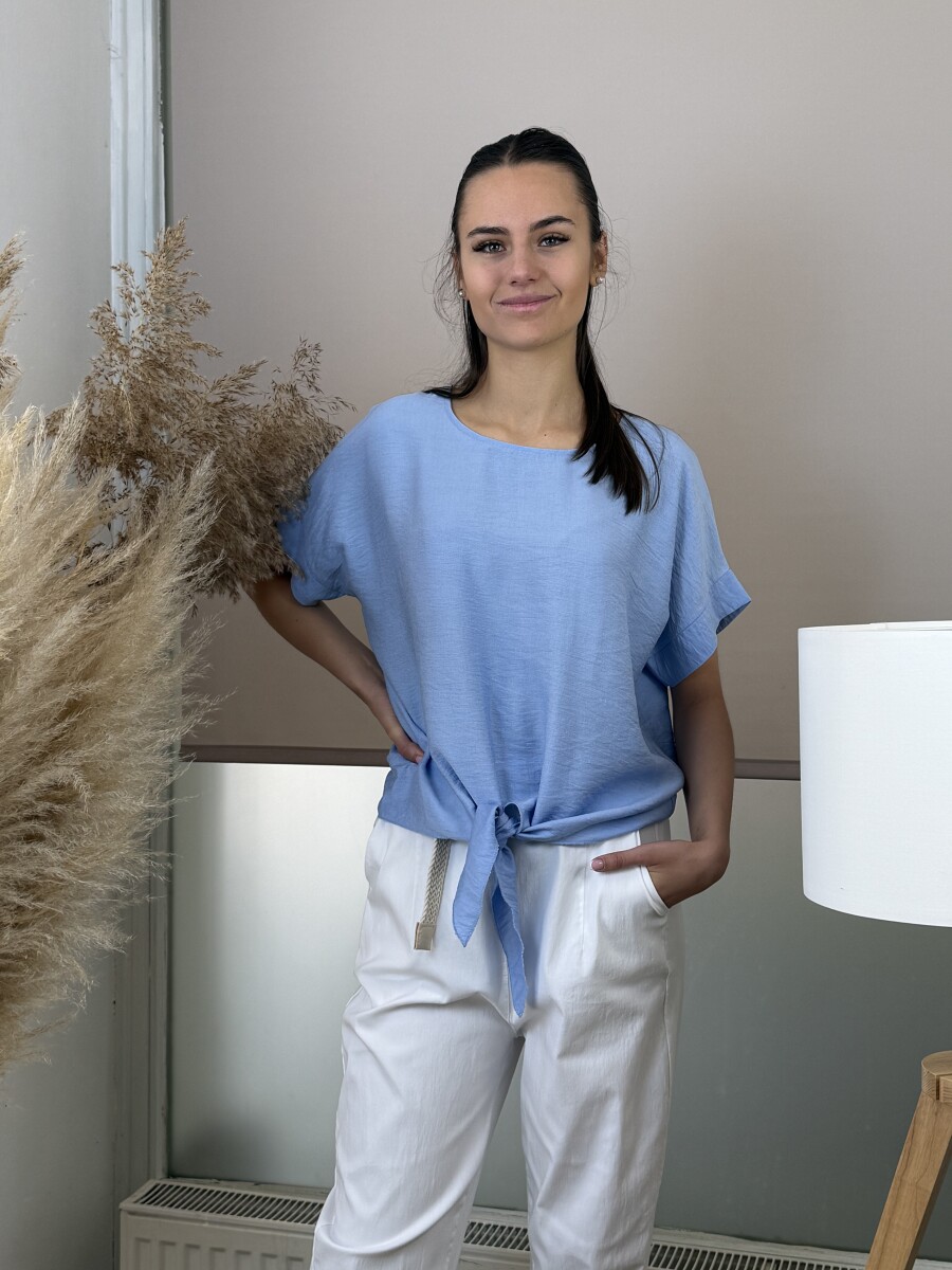 Kötős blúz - világoskék - Kép 19