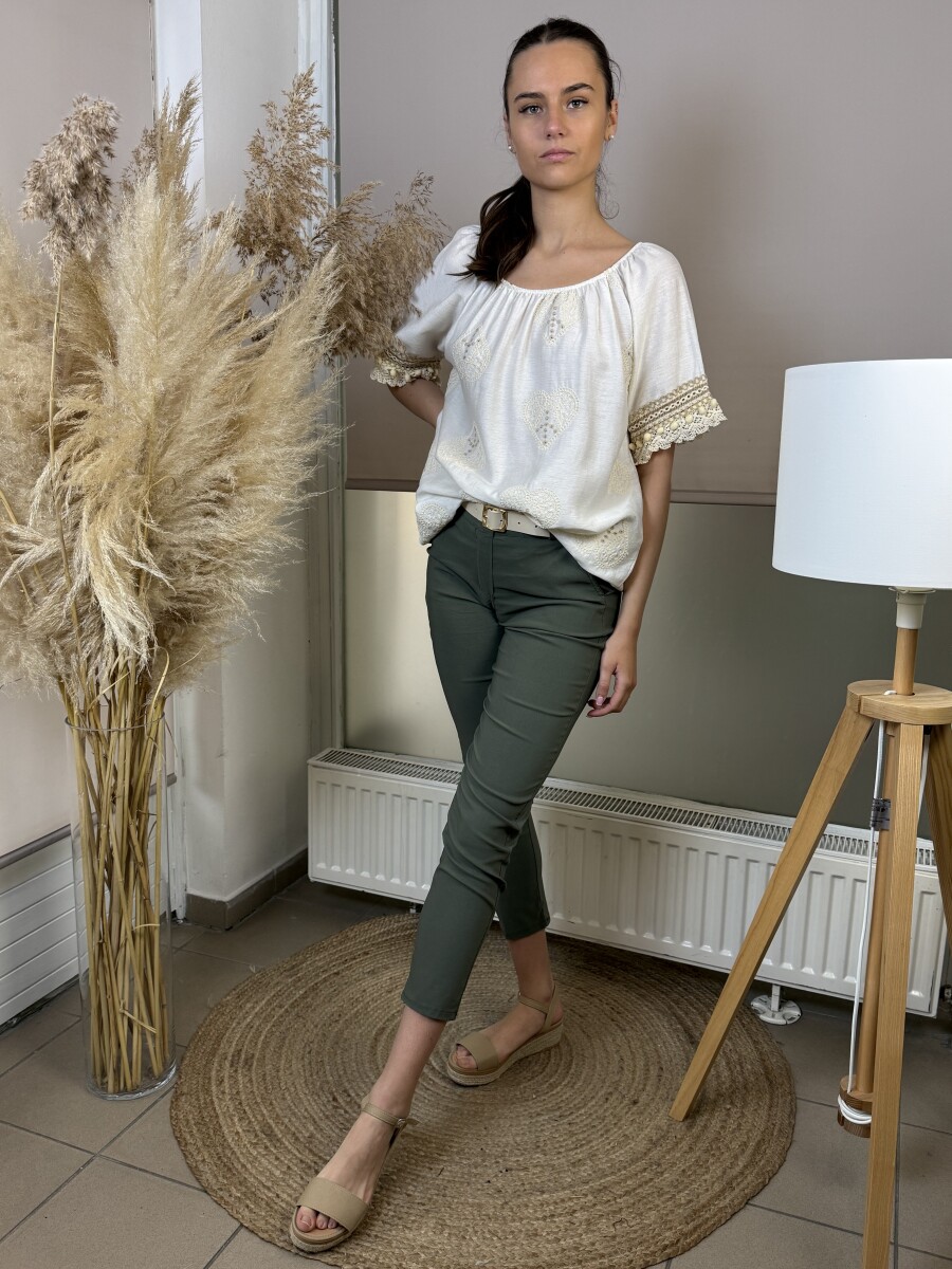 Öves csinos nadrág - khaki - Kép 2