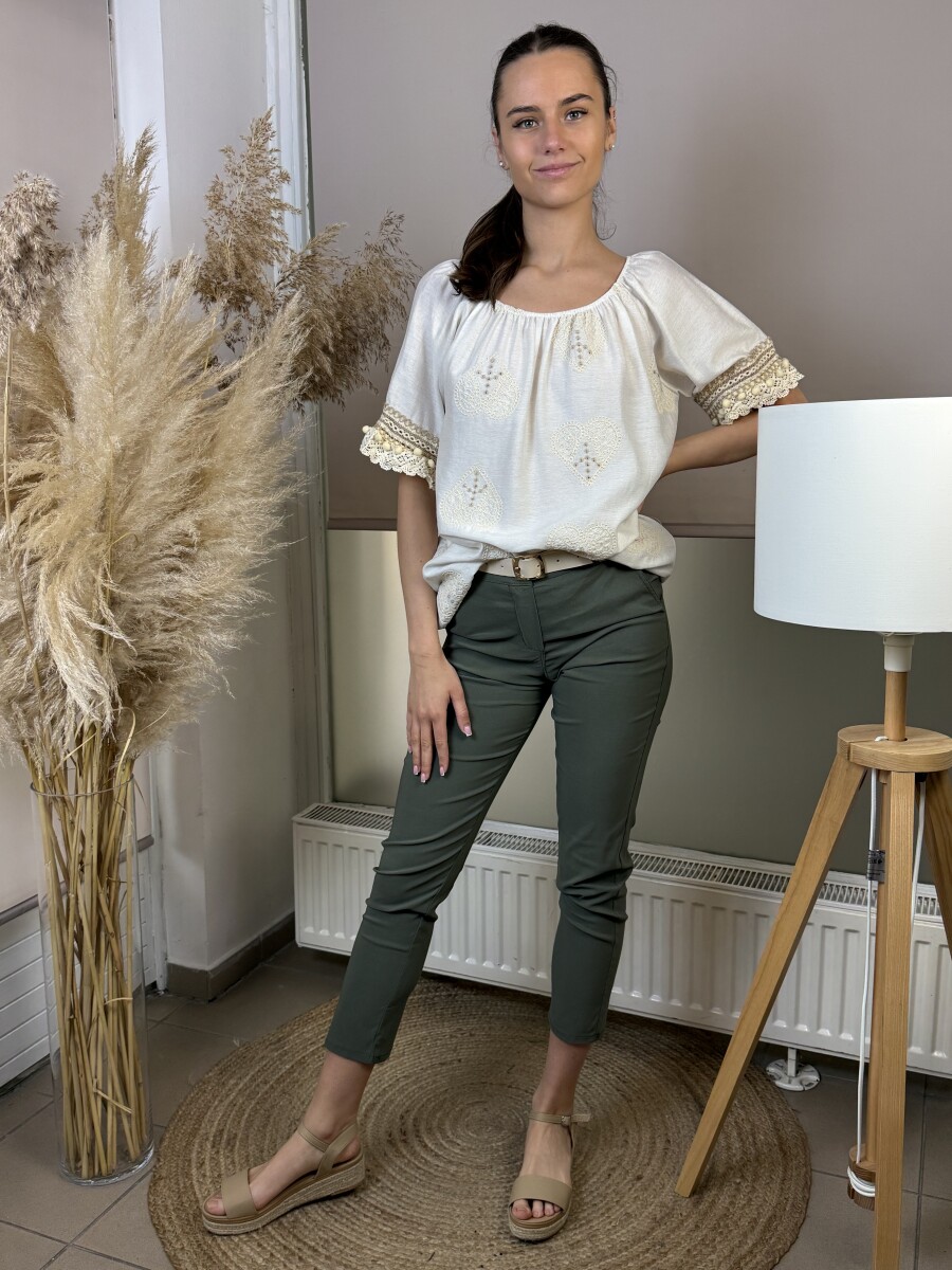Öves csinos nadrág - khaki - Kép 1