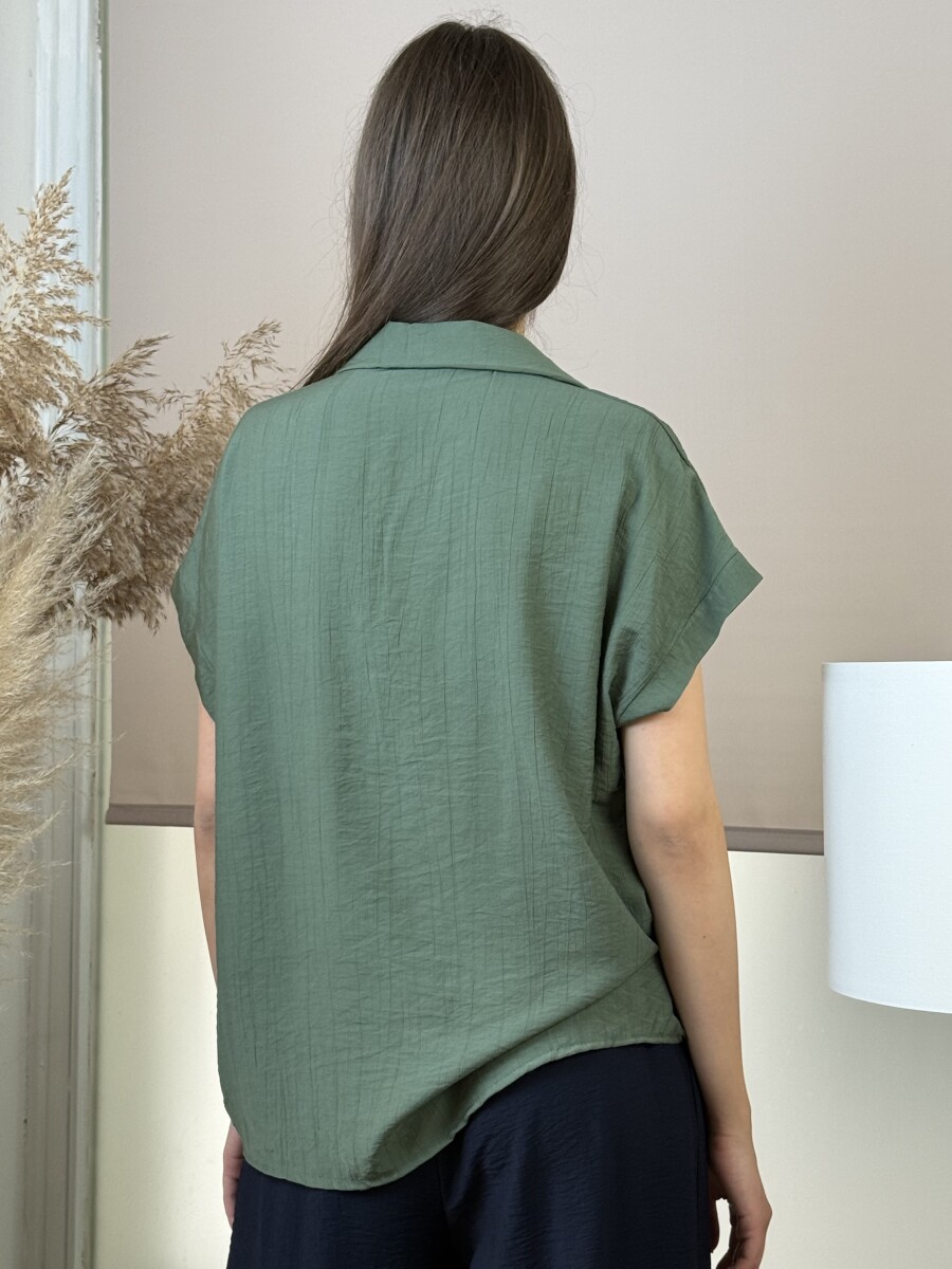 T ujjú galléros blúz - khaki - Kép 8