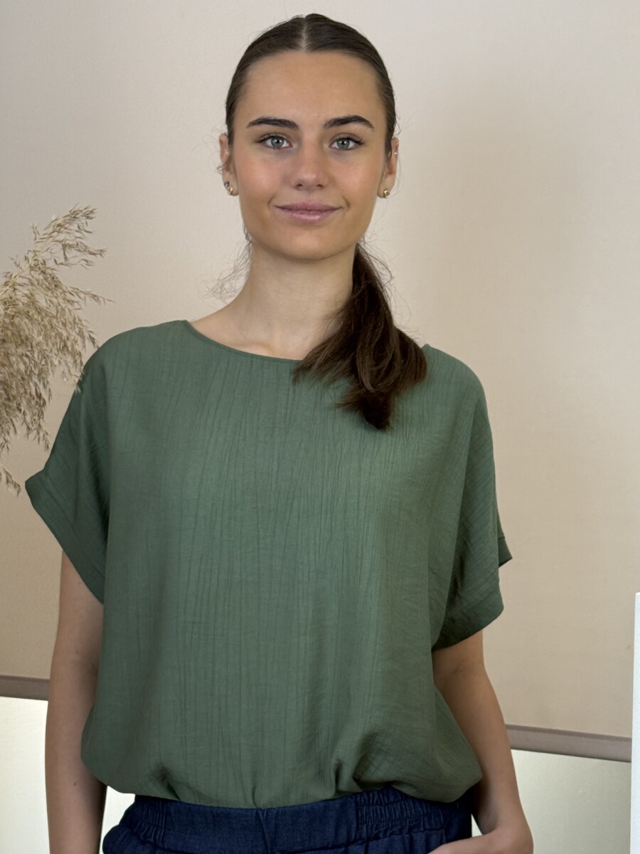 T ujjú blúz kerek nyakkal - khaki - Kép 7