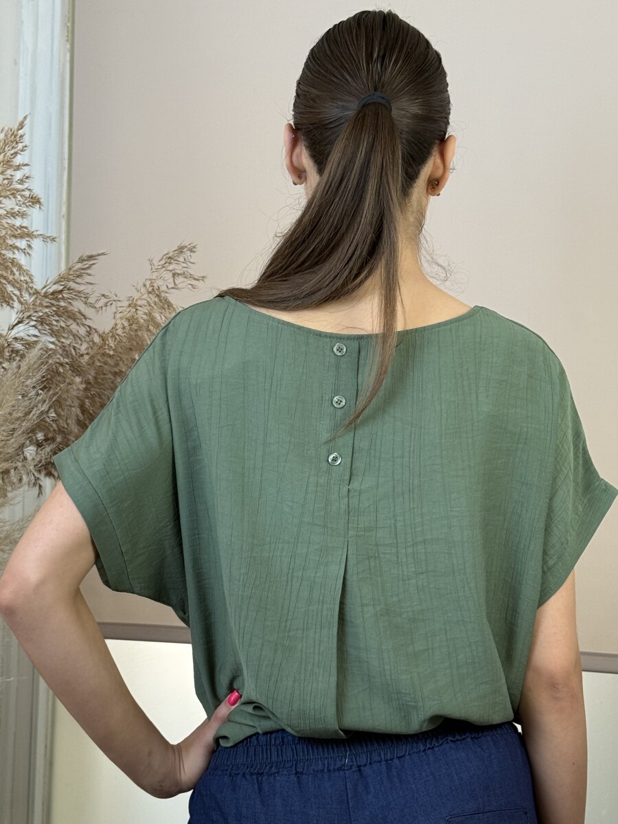 T ujjú blúz kerek nyakkal - khaki - Kép 6