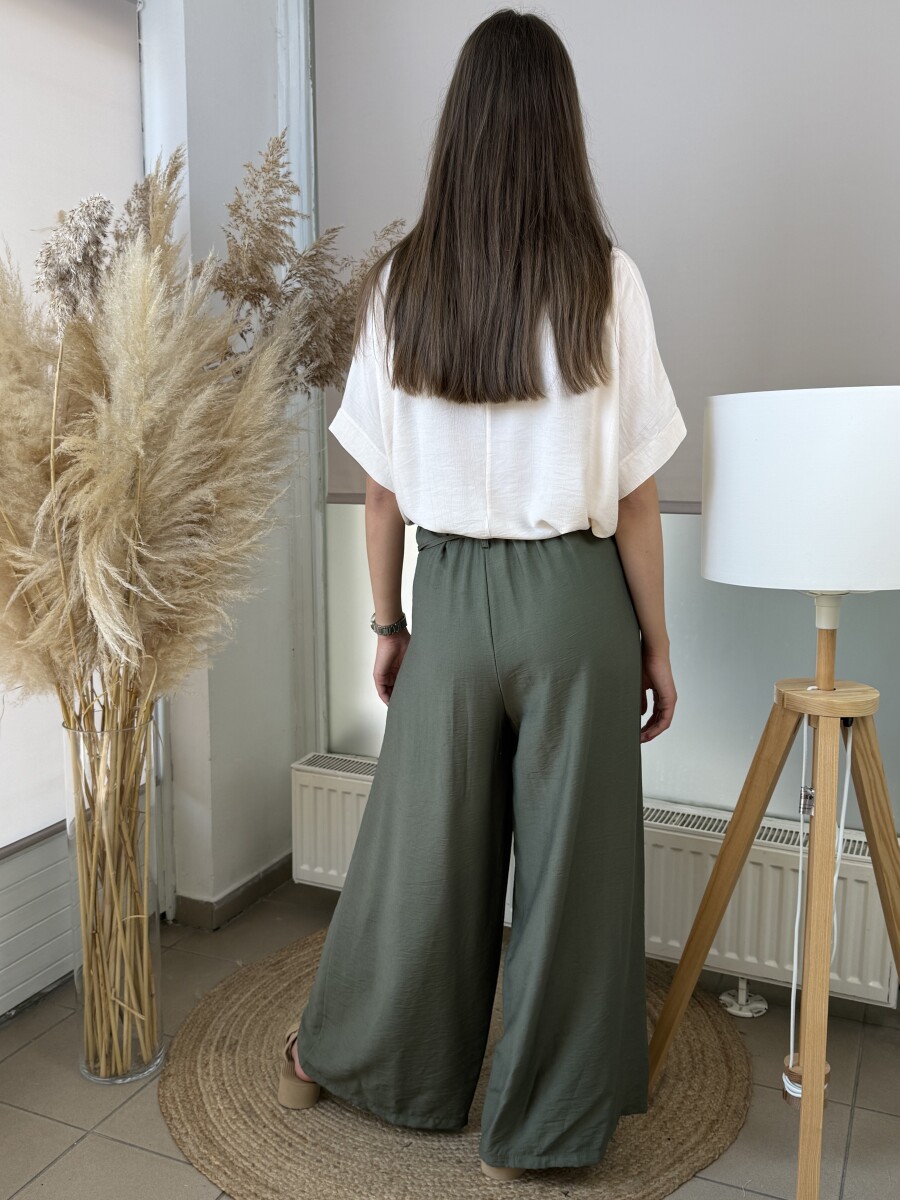 Bőszárú nadrág brossal - khaki - Kép 8