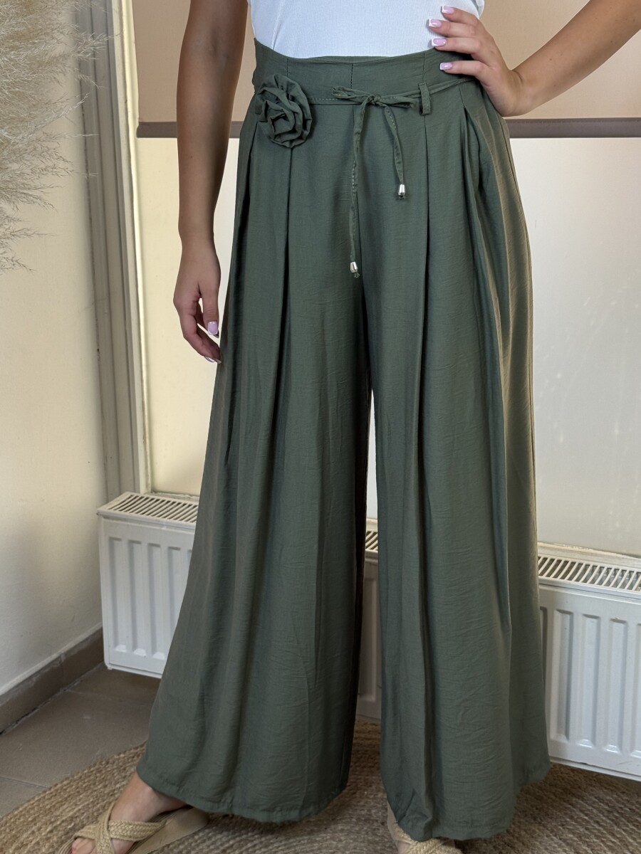 Bőszárú nadrág brossal - khaki - Kép 6