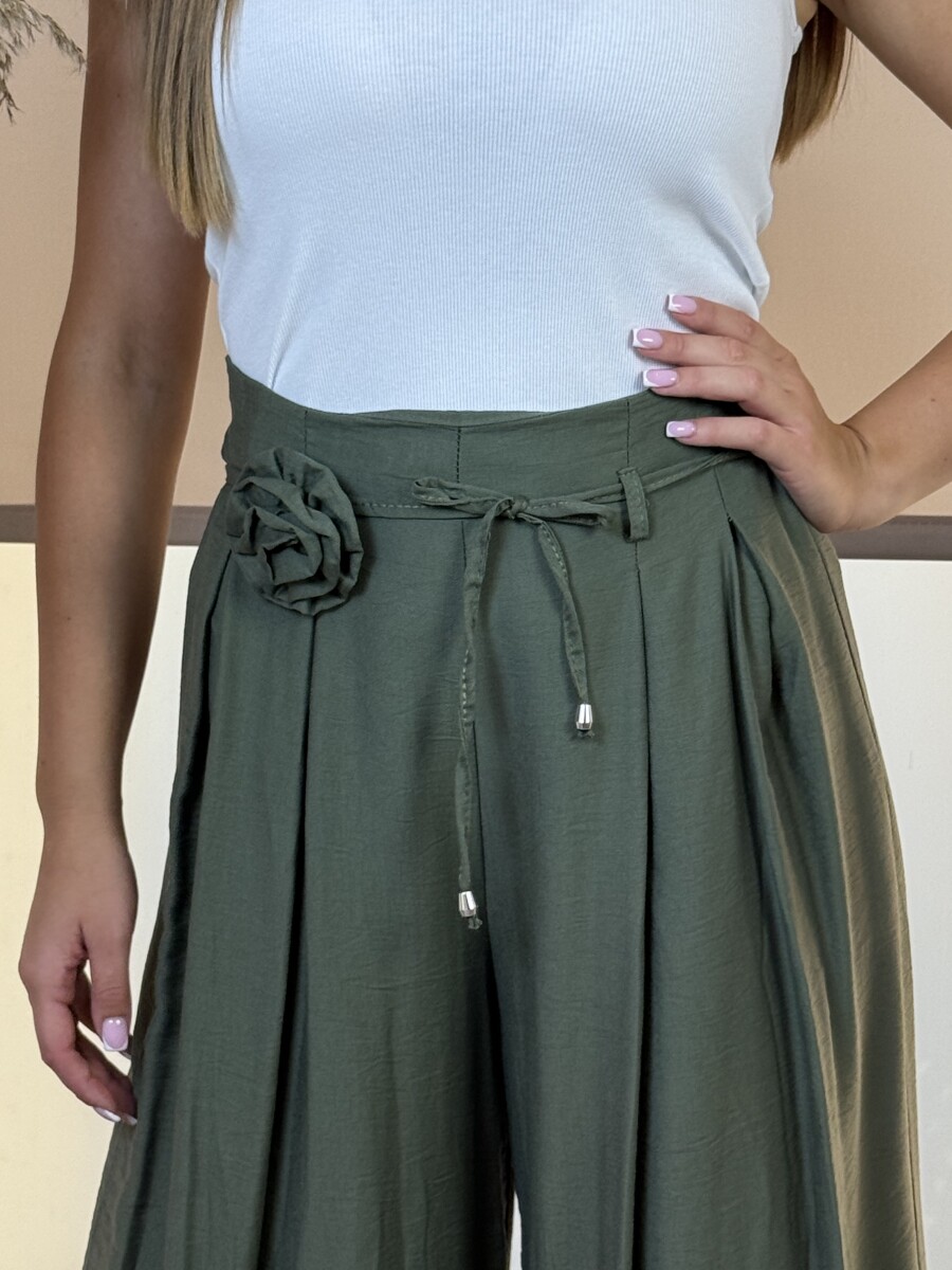 Bőszárú nadrág brossal - khaki - Kép 4
