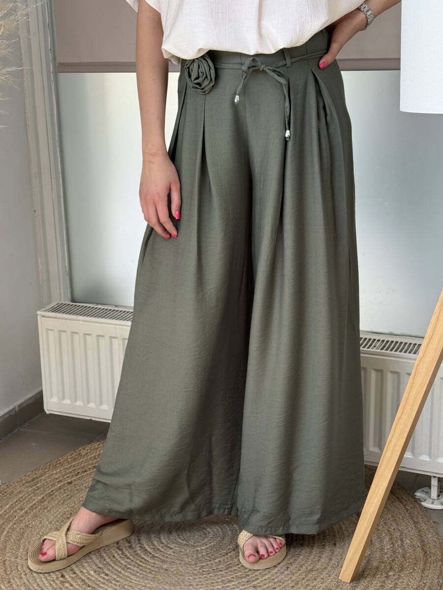 Bőszárú nadrág brossal - khaki - Kép 12