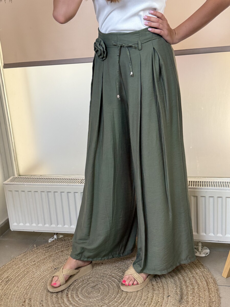 Bőszárú nadrág brossal - khaki - Kép 9
