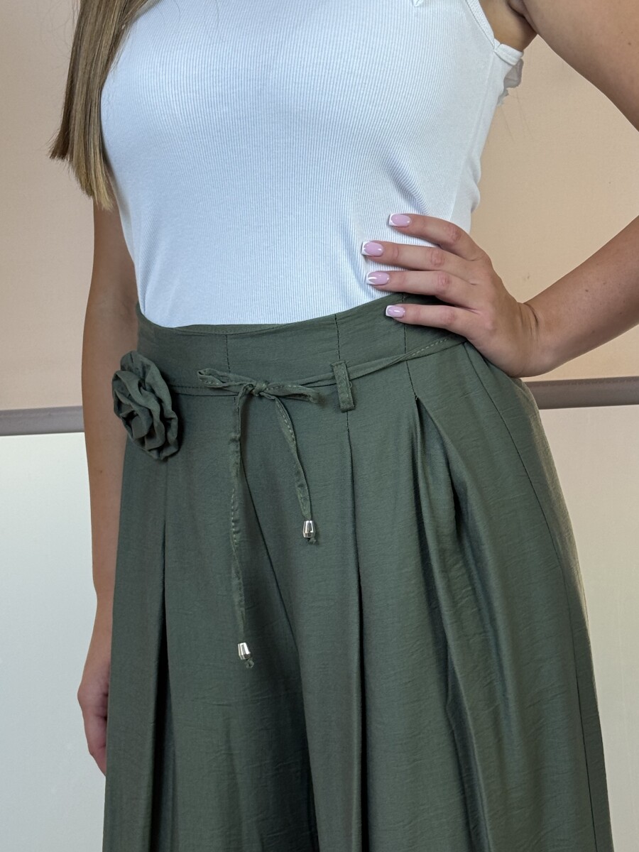 Bőszárú nadrág brossal - khaki - Kép 8