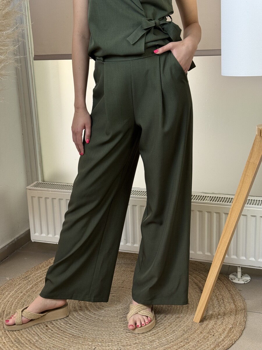 Bőszárú csinos nadrág - khaki - Kép 7