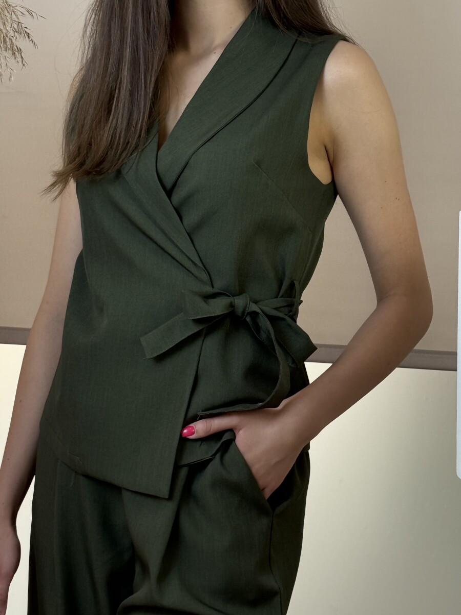 Bőszárú csinos nadrág - khaki - Kép 6