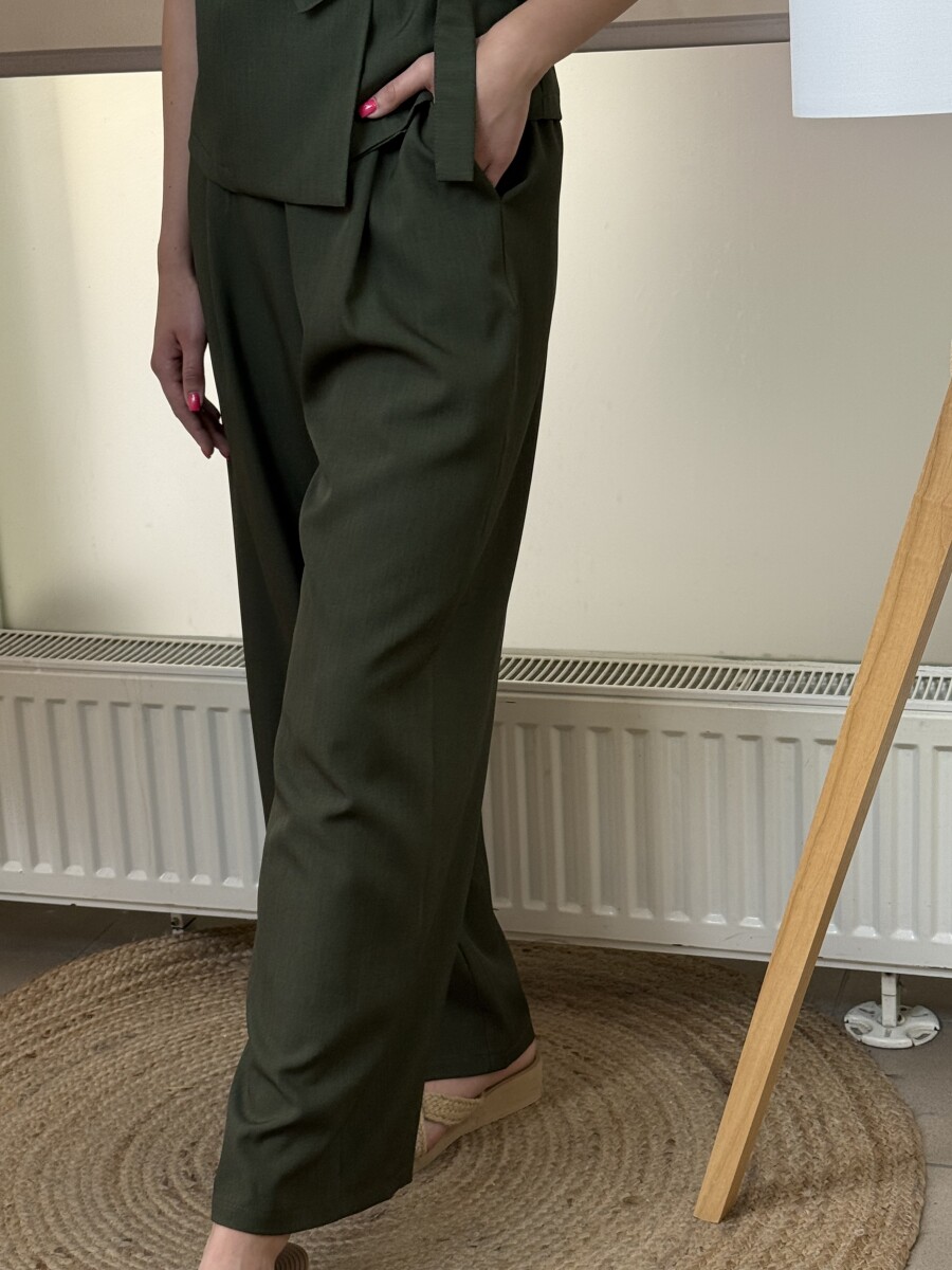 Bőszárú csinos nadrág - khaki - Kép 8