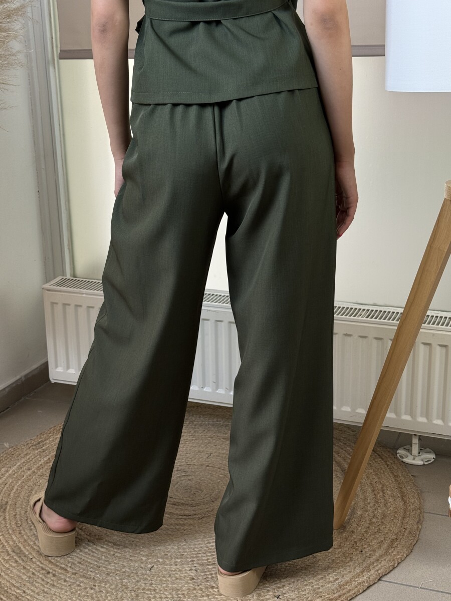 Bőszárú csinos nadrág - khaki - Kép 14
