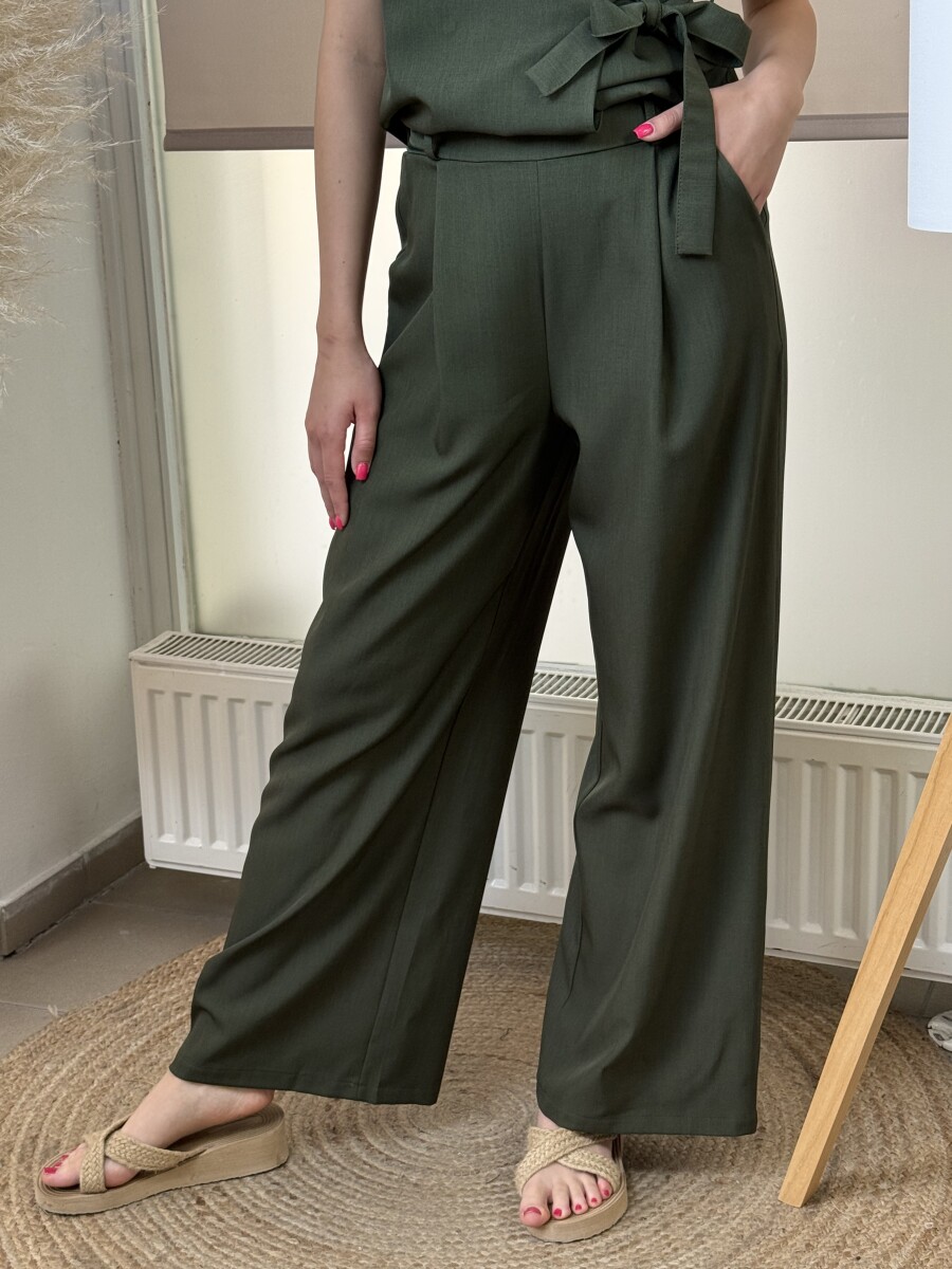 Bőszárú csinos nadrág - khaki - Kép 4